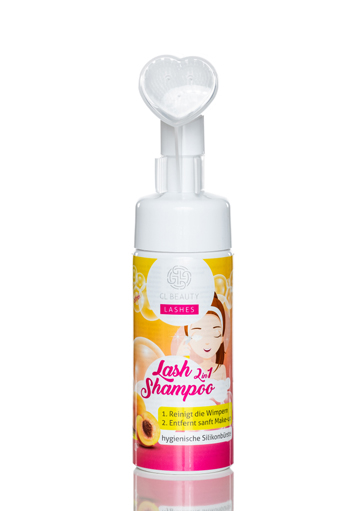 Lash Shampoo 2in1 Reinigungsschaum – Wimpernreiniger mit Silikonbürste Pfirsich